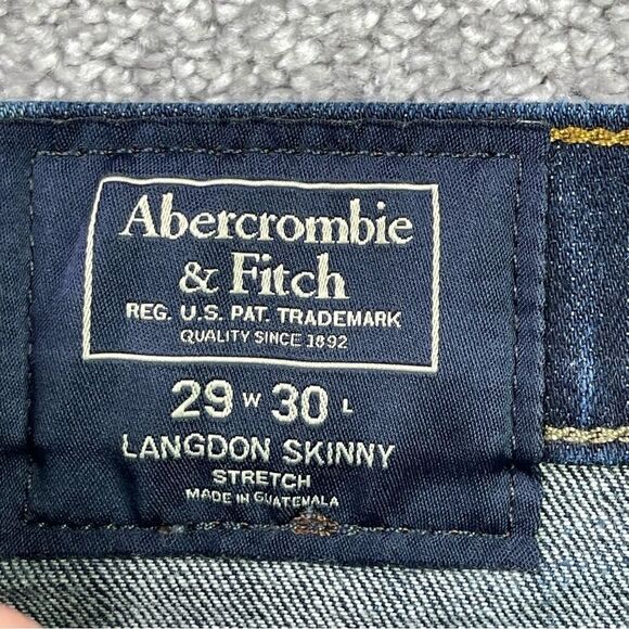 Abercrombie & Fitch Jeans Men's 29X28.5* Blue Skinny Dark Wash Denim Langdon - Picture 5 of 12